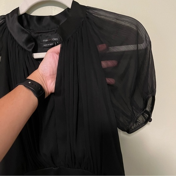 Max And Cleo Black Short Sleeve Sheer Top Geometric Bottom Cocktail Dress Size 4 - Picture 5 of 16